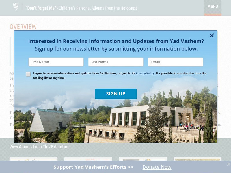Yad Vashem: Don't Forget Me Website