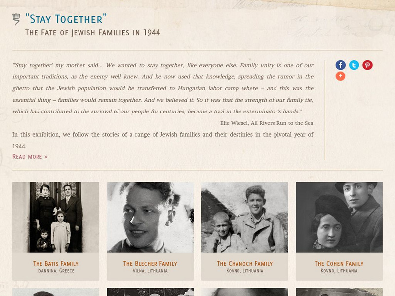Yad Vashem: Stay Together the Fate of Jewish Families in 1944 Website Yad Vashem: Stay Together the Fate of Jewish Families in 1944 Website