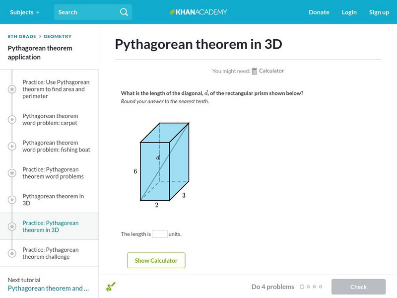Khan Academy: Pythagorean Theorem in 3 D Unknown Type Khan Academy: Pythagorean Theorem in 3 D Unknown Type