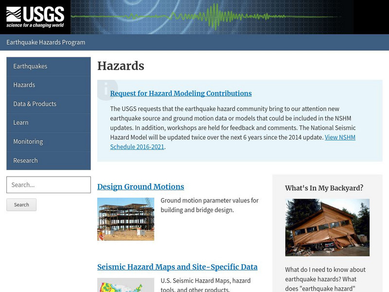 Us Geological Survey: Earthquake Hazards Website Us Geological Survey: Earthquake Hazards Website
