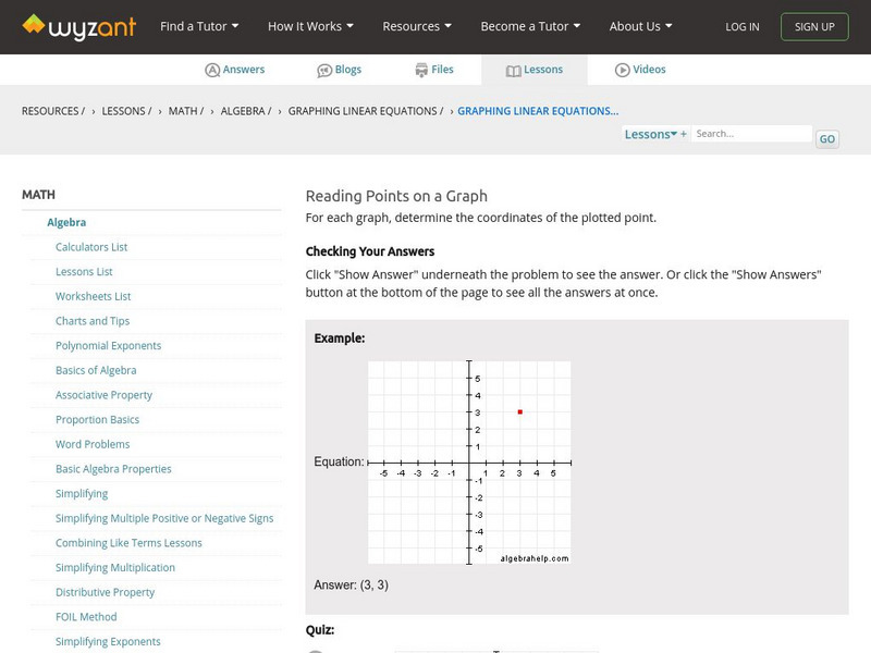 Wyzant: Graphing Points Worksheet Unknown Type