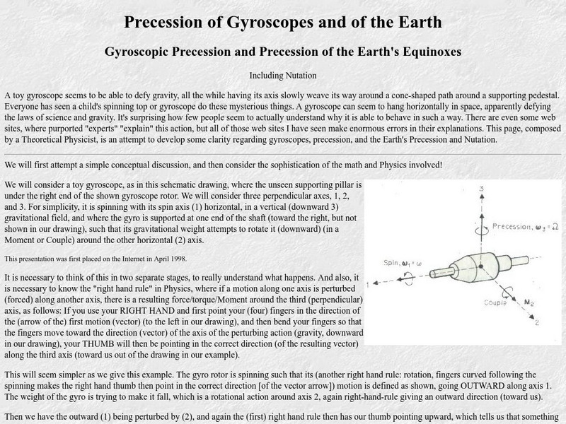 Precession of a Gyroscope and of the Earth's Axis Website Precession of a Gyroscope and of the Earth's Axis Website