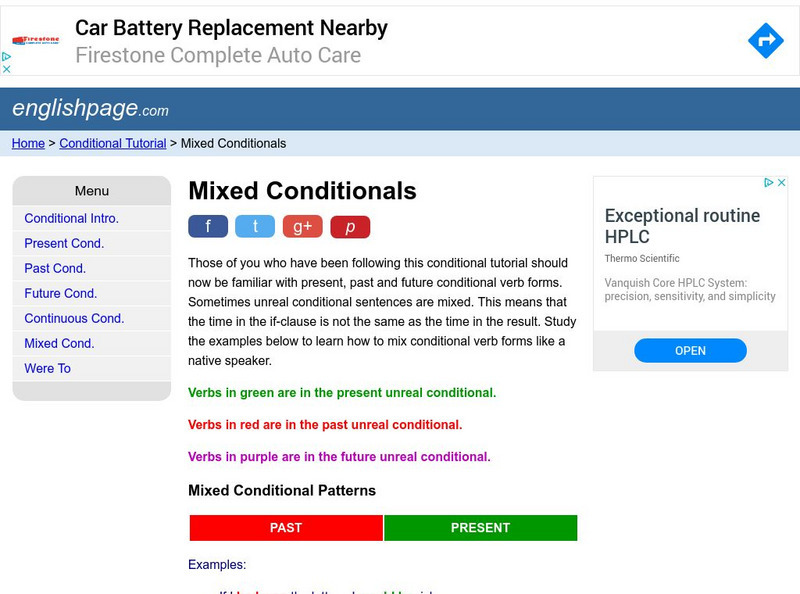 Englishpage.com: Mixed Conditionals Handout Englishpage.com: Mixed Conditionals Handout