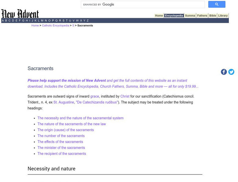Catholic Encyclopedia: The Sacraments Handout Catholic Encyclopedia: The Sacraments Handout
