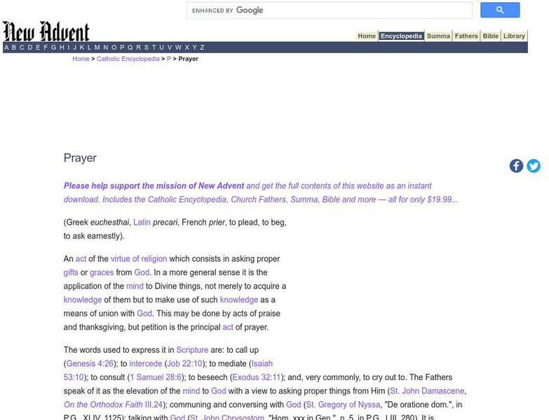 Catholic Encyclopedia: Prayer Handout Catholic Encyclopedia: Prayer Handout