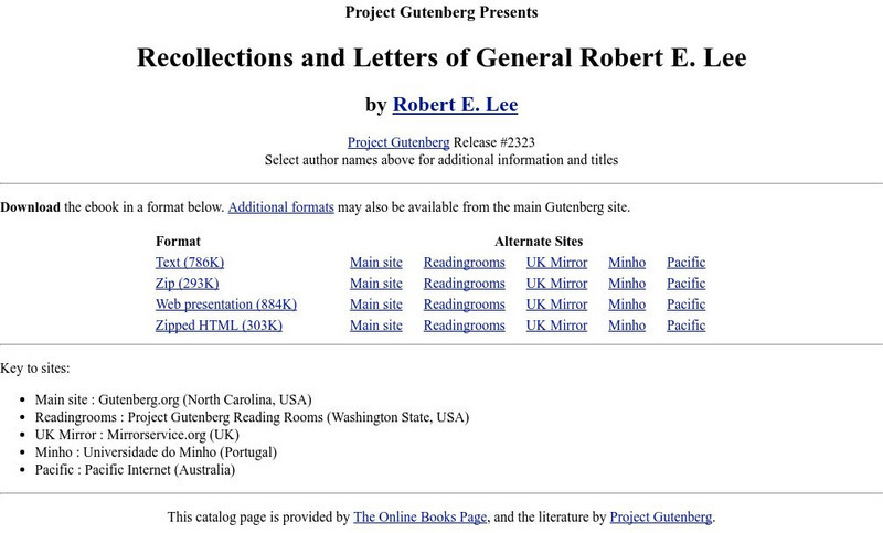 University of Pennsylvania: Letters of Robert E. Lee Unit Plan