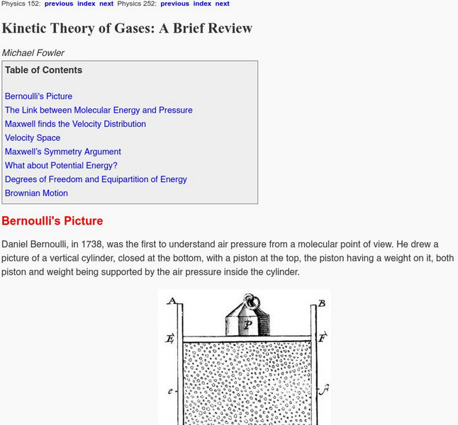 University of Virginia: Kinetic Theory, a Brief Review Handout
