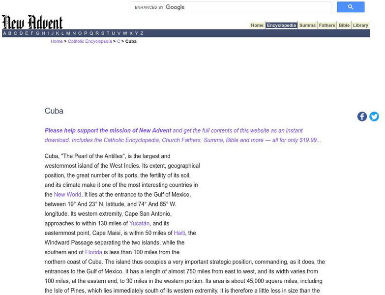 Catholic Encyclopedia: Cuba Handout Catholic Encyclopedia: Cuba Handout