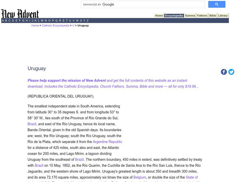 Catholic Encyclopedia: Uruguay Handout Catholic Encyclopedia: Uruguay Handout