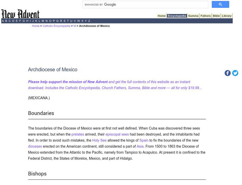 Catholic Encyclopedia: Archdiocese of Mexico Handout Catholic Encyclopedia: Archdiocese of Mexico Handout