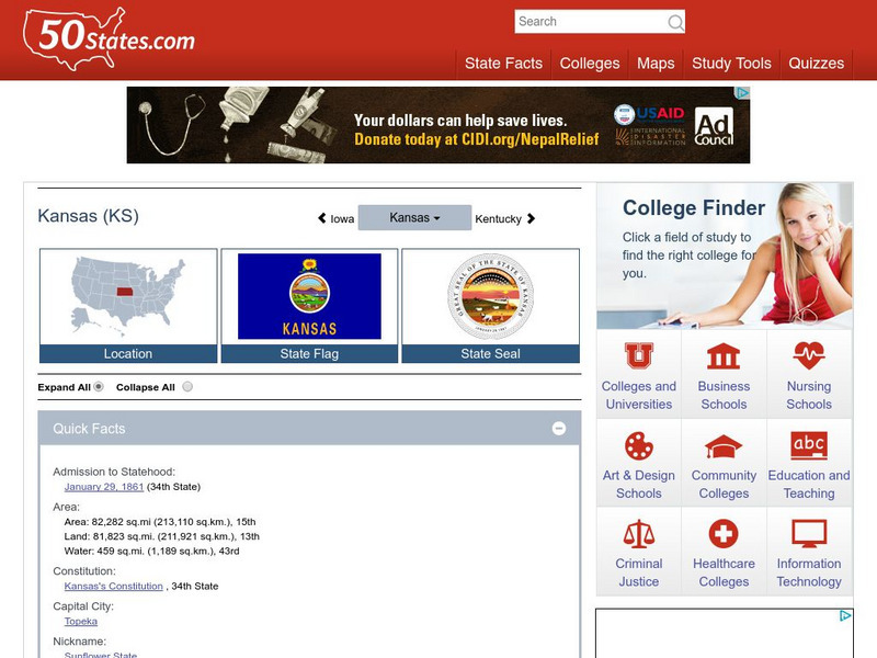 50 States: Kansas (Ks) Handout