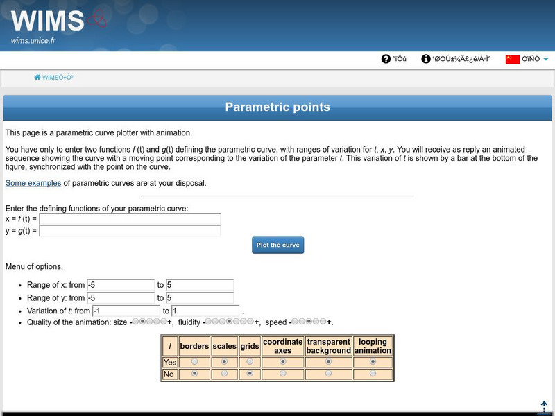 Universite Nice: Parametric Points Activity Universite Nice: Parametric Points Activity