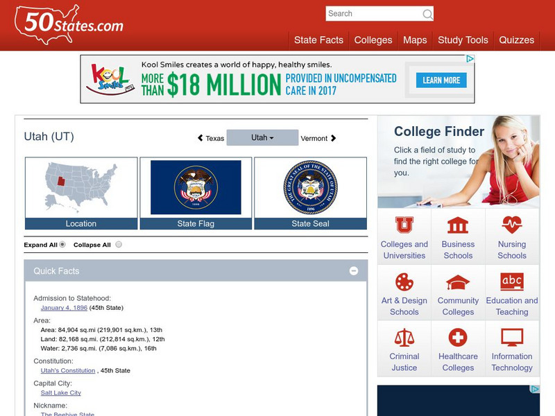 50 States: Utah (Ut) Handout