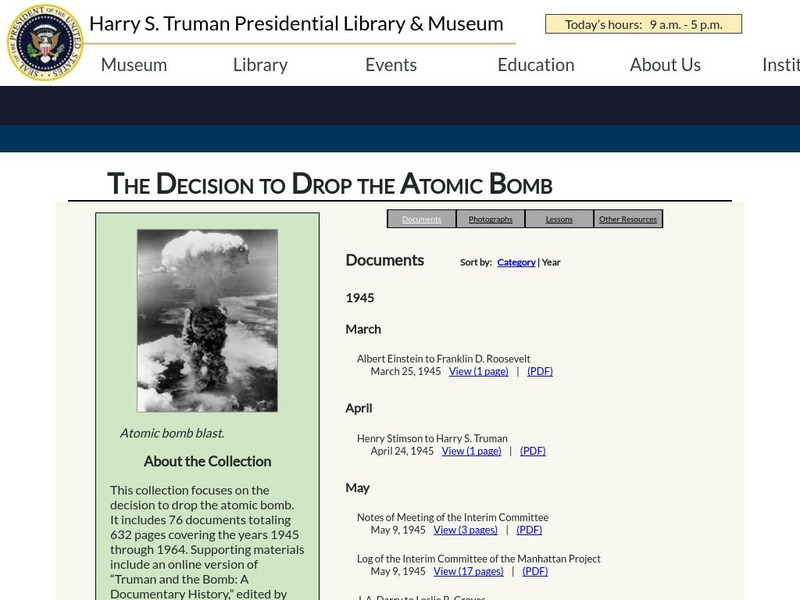 University of Missouri Columbia: Truman and the Bomb Website University of Missouri Columbia: Truman and the Bomb Website
