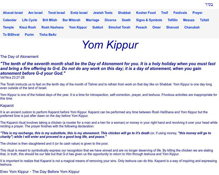 Ahavat Israel: Yom Kippur :The Day of Atonement Website Ahavat Israel: Yom Kippur :The Day of Atonement Website