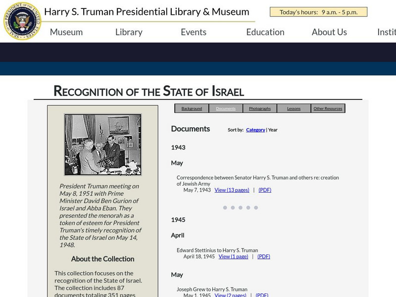 Recognition of the State of Israel: Collection Website Recognition of the State of Israel: Collection Website