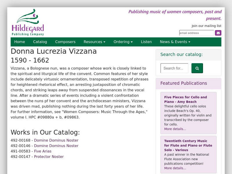 Hildegard Publishing Co.: Vizzana, Donna Lucrezia Orsina Website Hildegard Publishing Co.: Vizzana, Donna Lucrezia Orsina Website