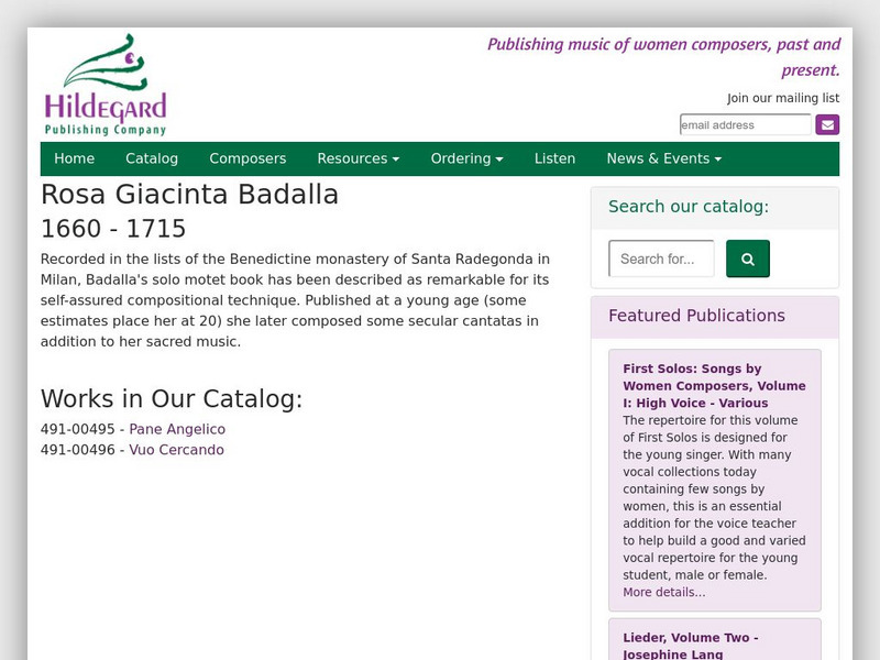 Hildegard Publishing Company: Rosa Giacinta Badalla Website Hildegard Publishing Company: Rosa Giacinta Badalla Website