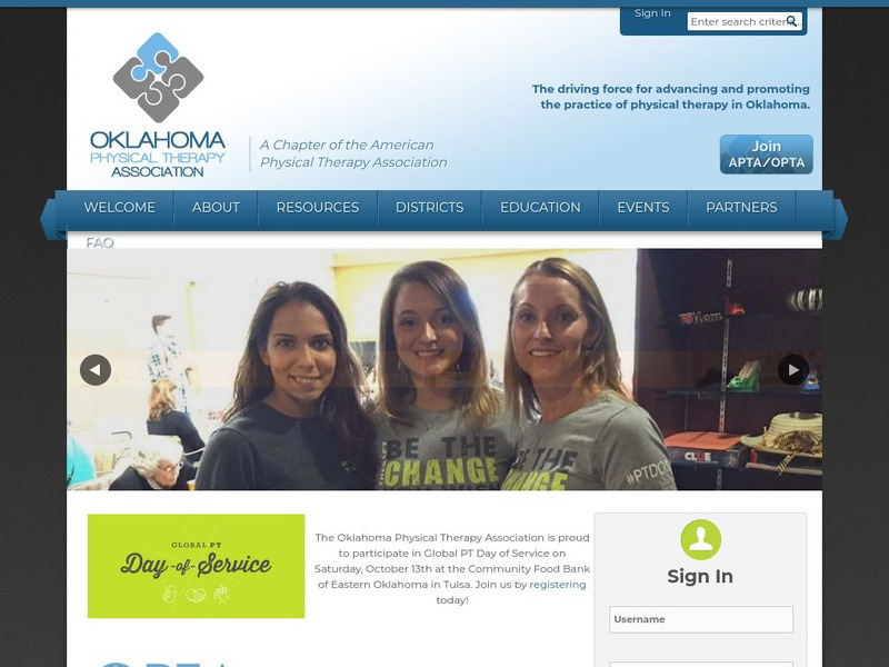 Oklahoma Physical Therapy Association Website