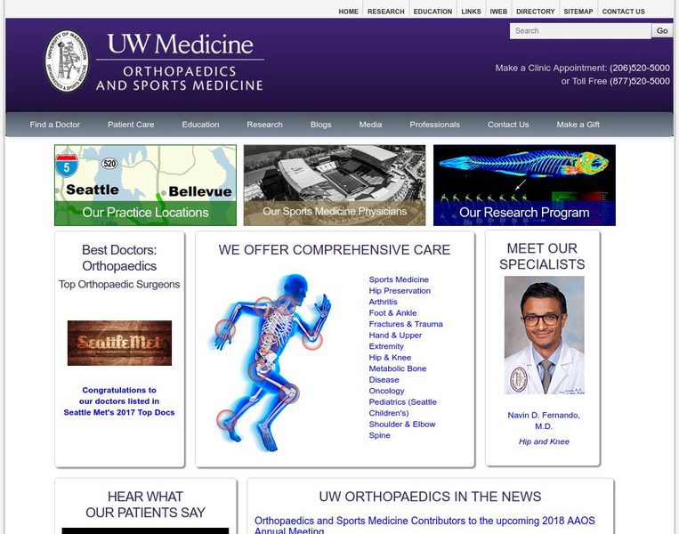 Univrsity of Washington: Orthopedics & Sports Medicine Website Univrsity of Washington: Orthopedics & Sports Medicine Website