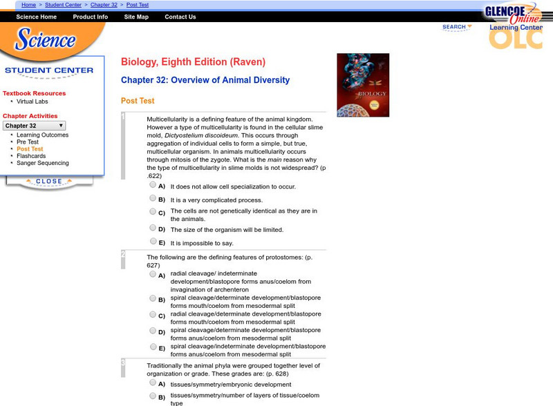 Mc Graw Hill: Post Test: Animal Diversity Unknown Type Mc Graw Hill: Post Test: Animal Diversity Unknown Type