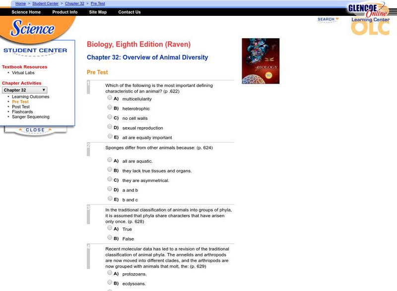 Mc Graw Hill: Pre Test: Animal Diversity Unknown Type Mc Graw Hill: Pre Test: Animal Diversity Unknown Type