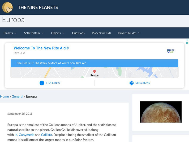 The Nine Planets: Europa Handout The Nine Planets: Europa Handout