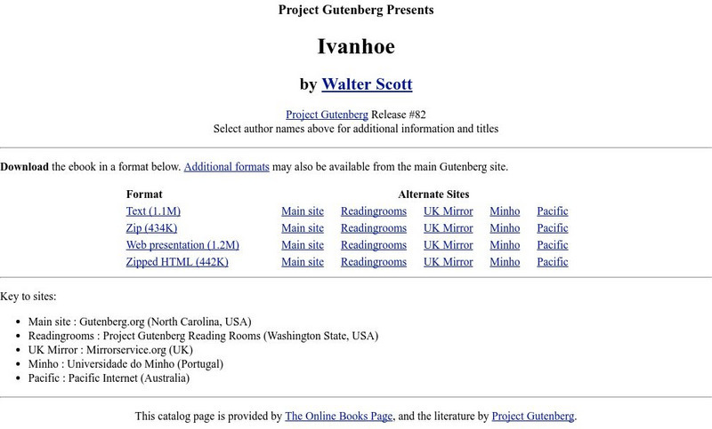 Project Gutenberg: Sir Walter Scott's "Ivanhoe" eBook Project Gutenberg: Sir Walter Scott's "Ivanhoe" eBook
