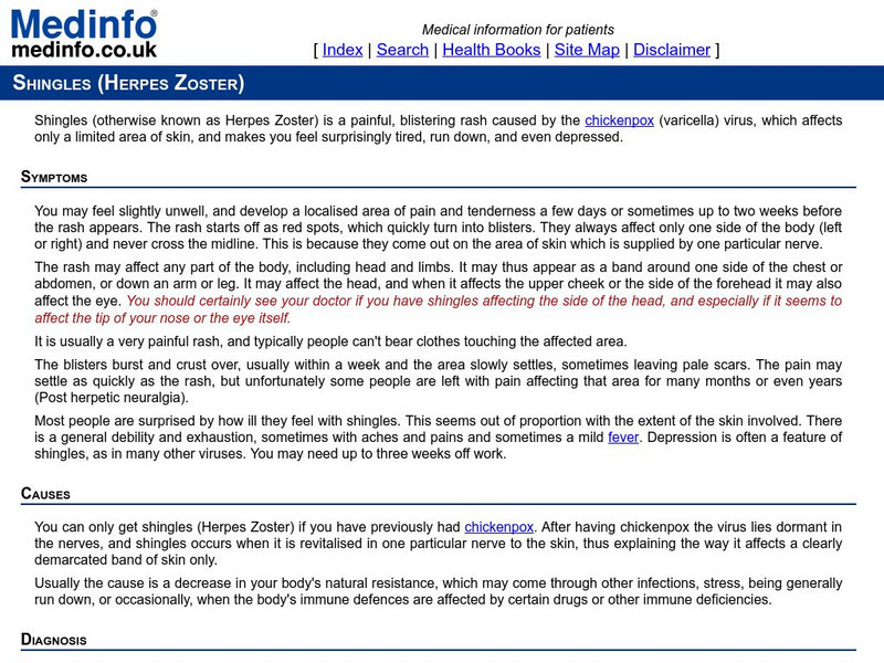 Shingles (Herpes Zoster) Handout
