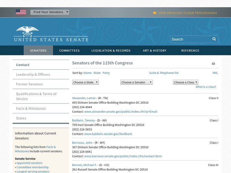 The U. S. Senate: Senators of the 108th Congress Activity The U. S. Senate: Senators of the 108th Congress Activity