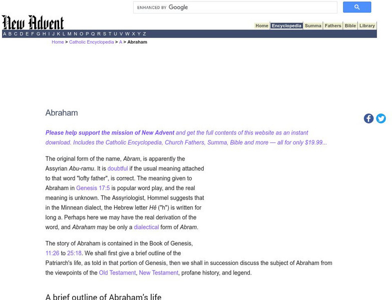 Catholic Encyclopedia: Abraham Handout