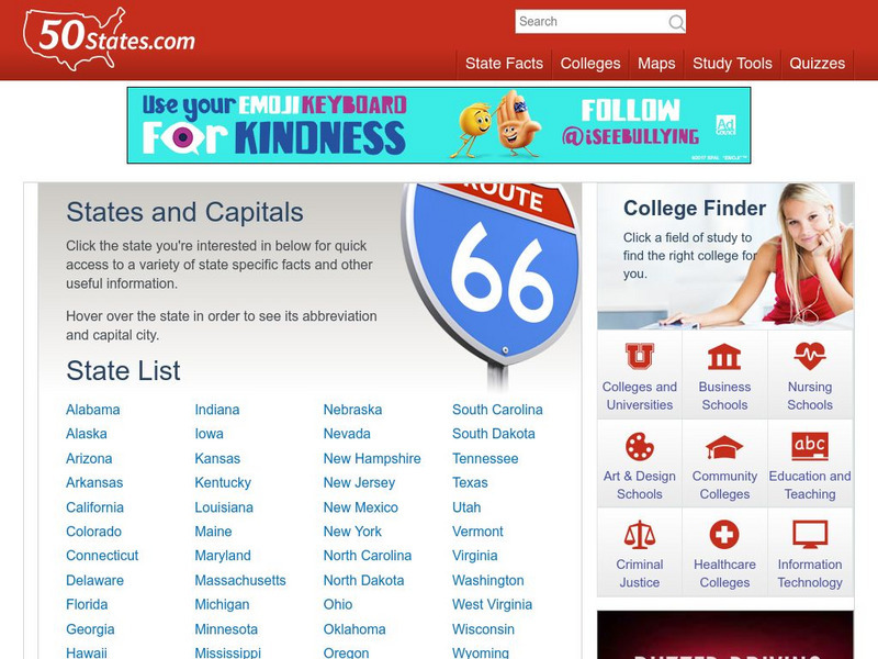 50 States: States and Capitals Handout 50 States: States and Capitals Handout