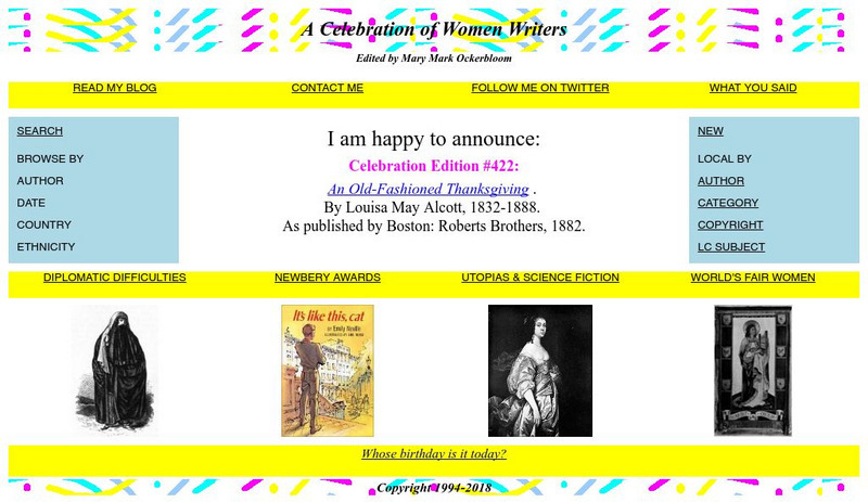 University of Pennsylvania: Celebration of Women Writers Website