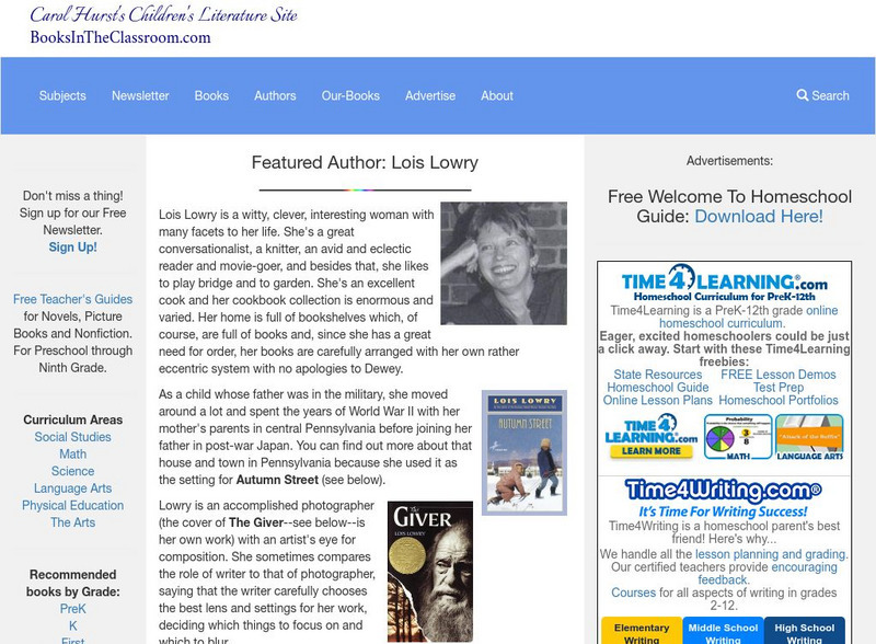 Carol Hurst's Children's Literature Site: Lois Lowry Website Carol Hurst's Children's Literature Site: Lois Lowry Website