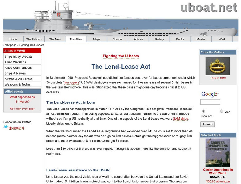 Uboat.net: Fighting the U Boats: The Lend Lease Act Handout Uboat.net: Fighting the U Boats: The Lend Lease Act Handout