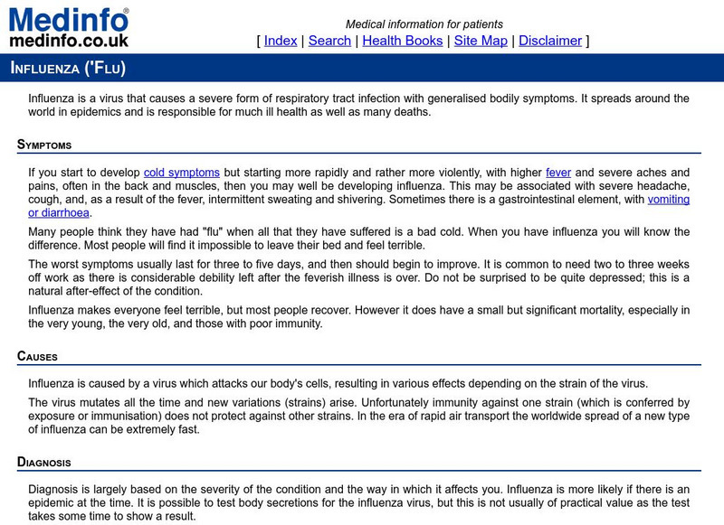 Medinfo: Common Conditions: Influenza Handout Medinfo: Common Conditions: Influenza Handout