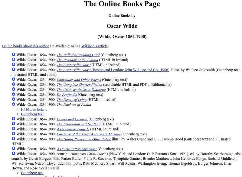 Digital Library: Works of Oscar Wilde Primary Digital Library: Works of Oscar Wilde Primary