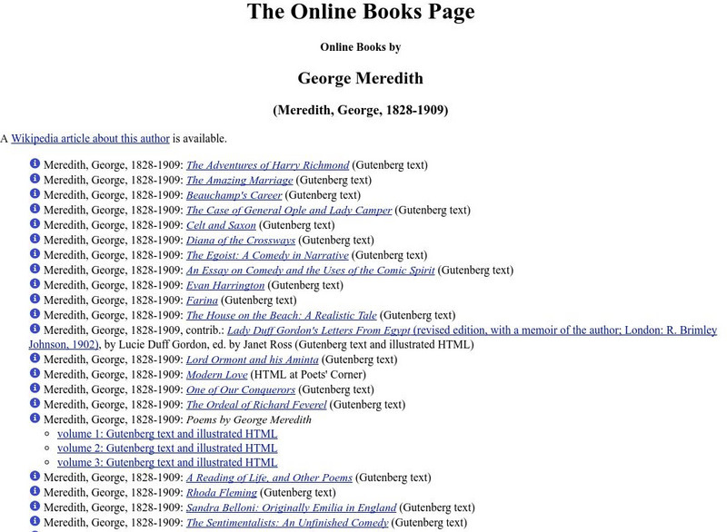 Digital Library : Works of George Meredith eBook