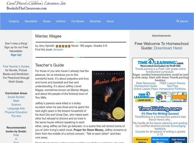 Carol Hurst's Children's Literature Site: Maniac Mcgee by Spinelli Review Website Carol Hurst's Children's Literature Site: Maniac Mcgee by Spinelli Review Website
