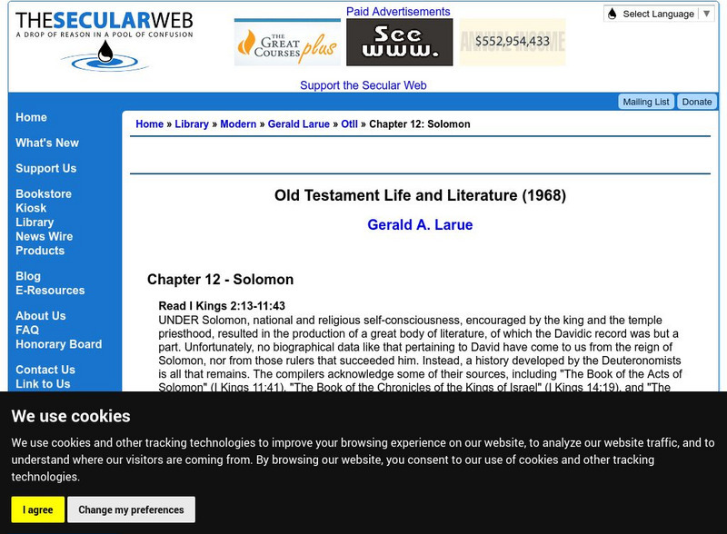 Old Testament Life and Literature: Chapter 12 Solomon Website Old Testament Life and Literature: Chapter 12 Solomon Website