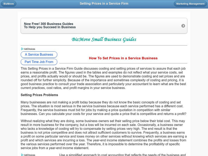 Biz Move: How to Set Prices in a Service Business Article Biz Move: How to Set Prices in a Service Business Article
