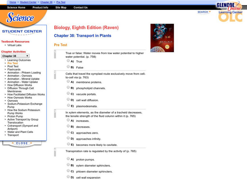 Mc Graw Hill: Transport in Plants Pre Test Unknown Type Mc Graw Hill: Transport in Plants Pre Test Unknown Type