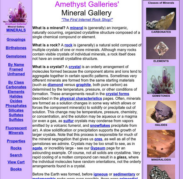 Amethyst Galleries: Mineral Gallery: Website Amethyst Galleries: Mineral Gallery: Website