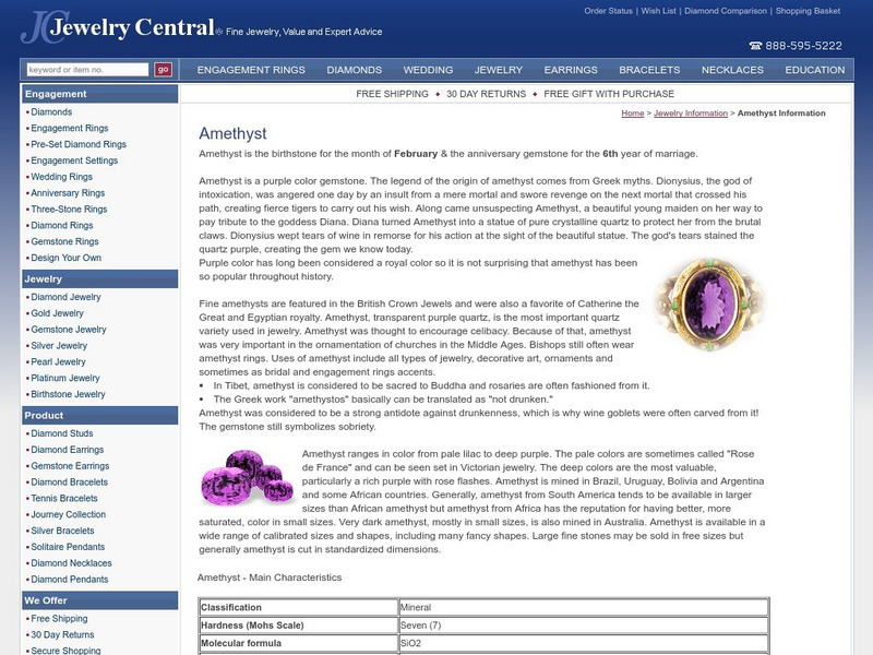 Jewelry Central: Amethyst Handout Jewelry Central: Amethyst Handout