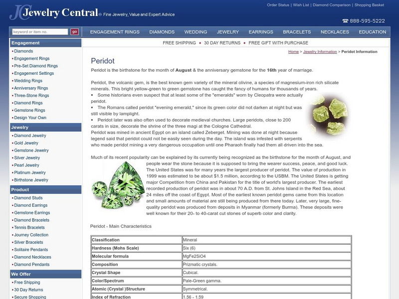 Jewelry Central: Peridot Handout Jewelry Central: Peridot Handout