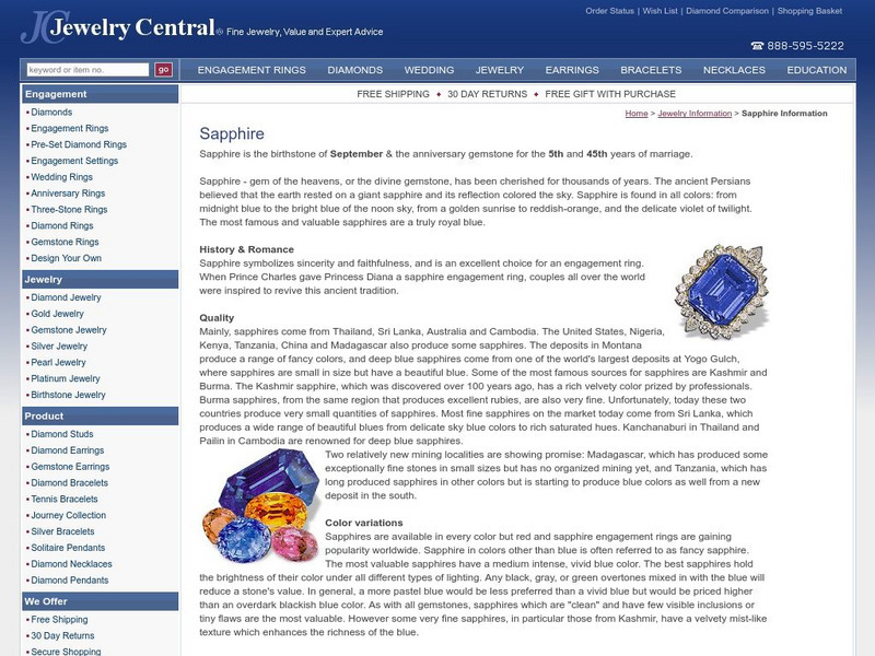 Jewelry Central: Sapphire Handout Jewelry Central: Sapphire Handout