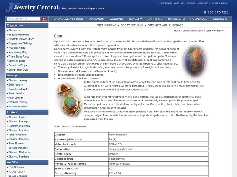 Jewelry Central: Opal Handout Jewelry Central: Opal Handout