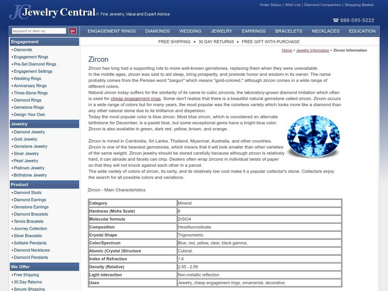 Jewelry Central: Zircon Handout Jewelry Central: Zircon Handout