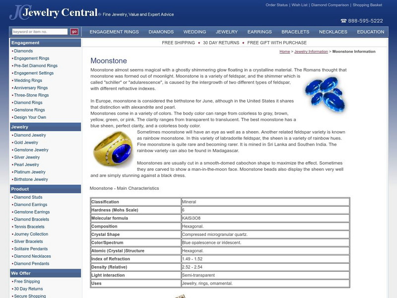 Jewelry Central: Moonstone Handout Jewelry Central: Moonstone Handout