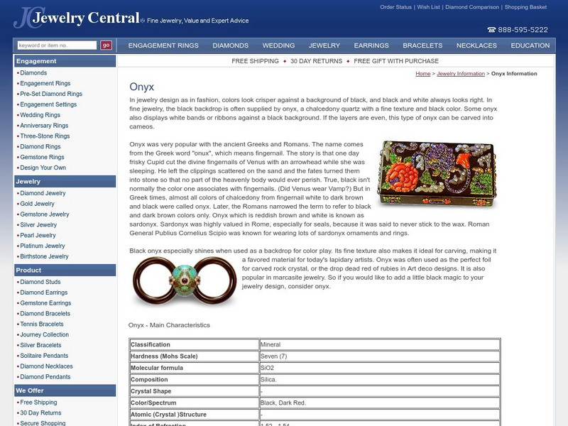 Jewelry Central: Onyx Handout Jewelry Central: Onyx Handout